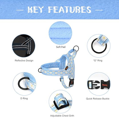 Didog No Pull Dog Harness with Soft Padded, Easy Walk Dog Harness with Quick Release Buckle, Adjustable & Reflective Pet Harness with Soft Padded for Small Medium Dogs (S:Chest 19-22", Blue) - color: Blue, size: S:Chest 19-22", Fit 15-25 lbs