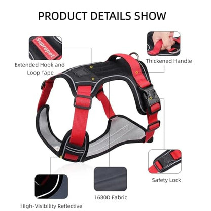 Chesoon Dog Harness Heavy Duty No Pull Tactical Vest with Handle Reflective Night Walk Outdoor Medium Breed 16.5-30.8lb / 7.5-14.0kg Blue - color: Blue, size: M