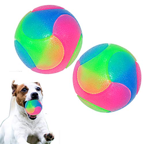 2 pcs Large Light Up Dog Balls Flashing Elastic Ball Bouncy Glow in The Dark Interactive Jumping Blinking Dog Ball Pet Toys for Golden Retriever,Labrador,Large Dogs - color: 2 pcs Large smooth balls