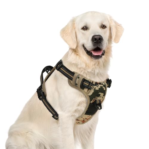 PUPTECK No Pull Tactical Dog Harness for Large, Adjustable Reflective Dog Harness with Handle Easy Control, Comfortable Soft Padded Pet Vest Harness for Extra Large Dogs, Camouflage XL - color: Camouflage, size: X-Large