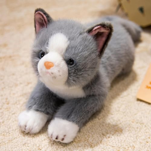PEACH CAT Cat Stuffed Animal 15" Realistic Kitten Plushies Soft Plush Toys Gifts for Kids Grey - style: 15“ Grey Cat