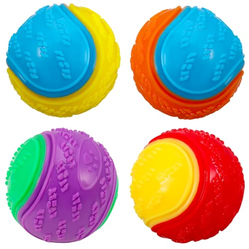 DragonflyDreams Dog Balls, 4-Pack Squeaky Dog Ball, Large and Medium Sized Dogs, Interactive Dog Toys for Play Exercise and Training 2.5 Inch Easy Catching Dog Toys