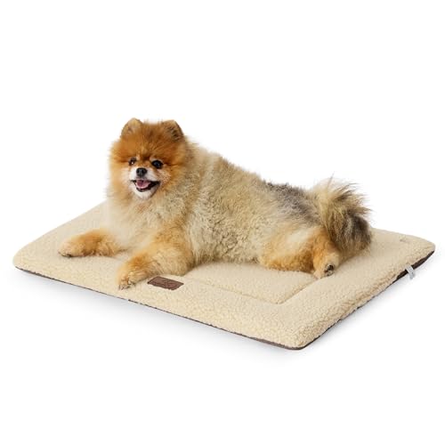 Bedsure Washable Dog Bed for Extra Large Dogs, Soft Foam Floor Pet Mat, Lightweight Travel Flat Puppy Mattress for Indoor Pet - color: Beige, size: 24x18 in