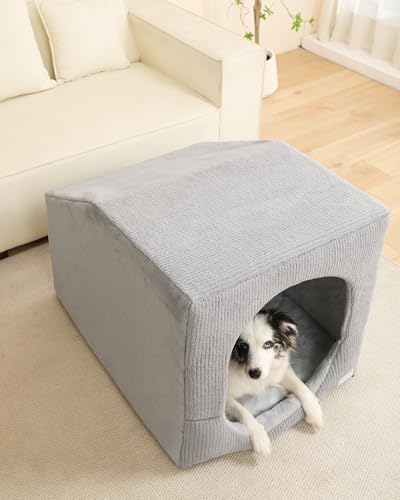 Indoor Dog House for Extra Large Medium Small Sized Dogs - Dog Tent with Washable Removable Cover, Pet Orthopedic Dog Cave Bed Egg-Crate Foam Cushion, Inside Dog House Large Space(XL) - size: X-Large (36"L x 26"W x 26"Th)