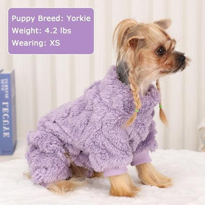 Dog Sweater Fleece Turtleneck Winter Dog Clothes for Small Dogs Girls Boy, Warm Fleece Puppy Pajamas Onesies, Pet Clothes Puppy Sweater Pjs, Doggy Jumpsuits Doggie Outfit, Purple, XXS - color: Purple, size: XX-Small (Chest 11in )