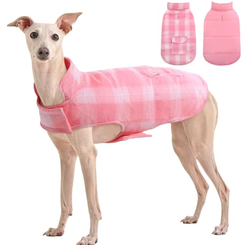 Kuoser Reversible Winter Coat, British Style Jacket for Small Medium Dogs - Warm, Windproof Puppy Cold Weather Vest, Pink M - color: Pink, size: M (Chest Girth: 17.3-20.9'')