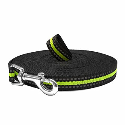 Downtown Pet Supply - Long Dog Leash - Dog Training Leash - Recall & Obedience Dog Training Tools - Nylon - 50 ft - Reflective Black Dog Leash - size: 50 Foot