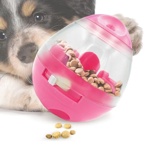 SunGrow Puppy, Small Dog Breeds, and Pocket Pet Treat Ball, Boredom Buster Ends Naughty Chewing and Bloat, Encourages Exercise, Interactive Puzzle Feeder Ideal for Rabbits, Rats, and Hamsters, 4.6” - color: Pink