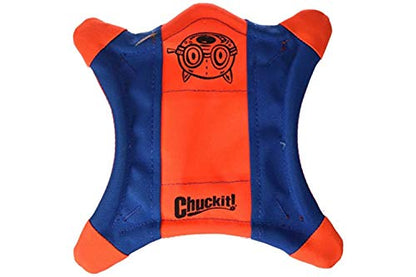 Chuckit! Paraflight Flying Disc Dog Toy, Small (6.75") and Chuckit! Flying Squirrel Fetch Dog Toy, Size Medium (9.5" Diameter) - size: Small, style: Flyer + Dog Toy, (Orange/Blue)