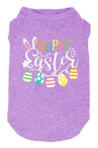Happy Easter Shirts for Dog Funny Print Vest for Small Medium Large Dogs Soft and Light-Weight T Shirts Gift for Puppy (Small, Purple) - color: EA-Purple, size: Small