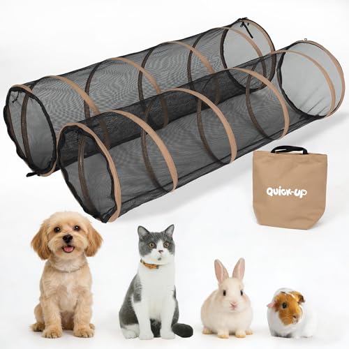 Cat Furniture for Indoor and Outdoor Playpen Portable Cat Tunnels, Kennel Enclosure,Portable Catio for Indoor Cats, Dogs & Small Animals,Easy Connected with Tents or Cubes,2 Packs. - size: 2 pcs Tan tunnels
