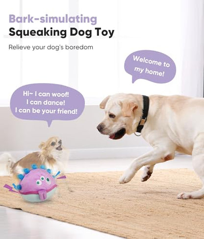 Petbobi Interactive Dog Toys Ball, USB Rechargeable Moving Dog Toy with Barking Sounds, Plush Monster Ball with Washable Cover, 4.9" Pet Toy for Small & Medium Dogs, Christmas & Birthday Gift - color: Purple