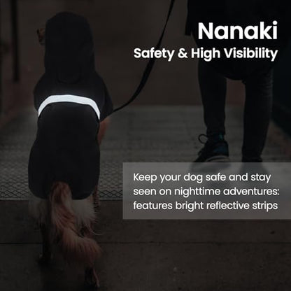 Nanaki Rain Poncho for Large Dogs with Leash Hole, Reflective Adjustable Pet Rain Vest for Rainny Snow Foggy Days,Windproof Waterproof Dog Coat Jacket for Outdoor Hiking Walking Hunting Black 3XL - size: 3XL(Back Length: 26.7")