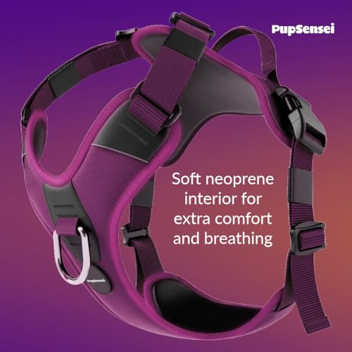 No Pull Dog Harness - Durable Polyester Puppy Harness with Front Anti-Pull Loop, Reflective Strips, and Quick-Release Clips for Small, Medium, and Large Dogs (Berry Purple, Small) - color: Berry Purple, size: Small