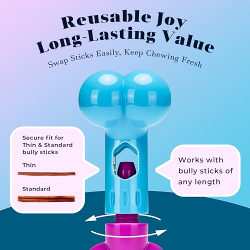 Bully Stick Holder for Medium/Large Dogs - Anti-Choking, Prevents Swallowed Ends - Nylon Dog Chew Toy - Dishwasher Safe, Pink - color: Blue