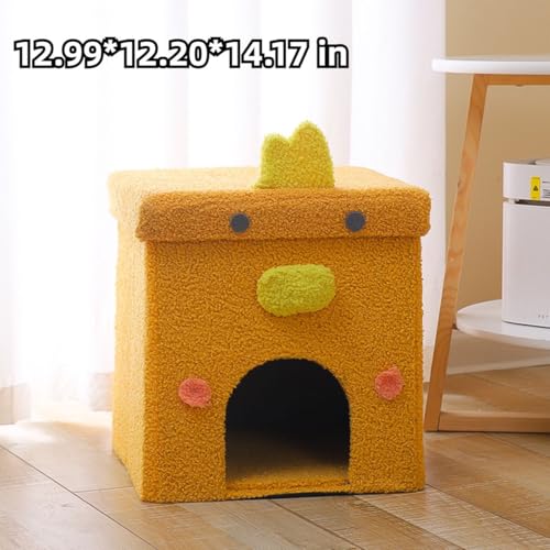 Cat Houses for Indoor Cats,Cat Cave Beds Pet Hideaway,2 Story Cube Condos Cat Sleeping Space,Collapsible Covered Burrowing Cozy Kitten Nest,Sturdy Structure Cat Play Tower (White) - color: White