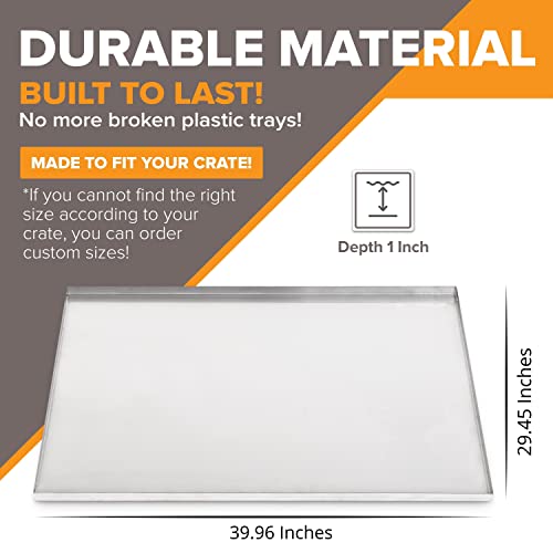 Pinnacle Systems 39.96" x 29.45" Metal Replacement Dog Crate Pan Chew Proof Crack Proof Pet Kennel Tray Central Dog Training Crate Pan Pet Supplies, Galvanized, 1" H - color: Galvanized, size: 40.0"L x 29.5"W x 1.0"H