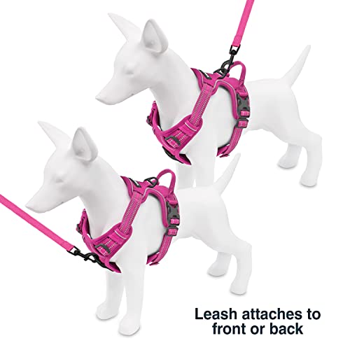 Voyager Dog Harness Dual Leash Attachment No-Pull Control Adjustable Soft but Strong Pet Harness for Medium and Large Dogs with 3M Reflective Technology, Fuchsia Nylon, L (Chest: 25-30") - color: Fuchsia Nylon, size: L (Chest: 25 - 30")