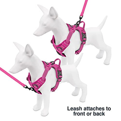 Voyager Dog Harness Dual Leash Attachment No-Pull Control Adjustable Soft but Strong Pet Harness for Medium and Large Dogs with 3M Reflective Technology, Fuchsia Nylon, L (Chest: 25-30") - color: Fuchsia Nylon, size: L (Chest: 25 - 30")