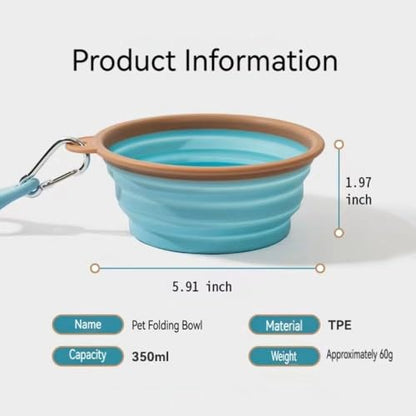 2piece Collapsible Pet Bowl 11.8oz Portable Dog Cat Food Water Bowl with Carabiner Foldable Travel Feeding Dish for Outdoor Walking Hiking