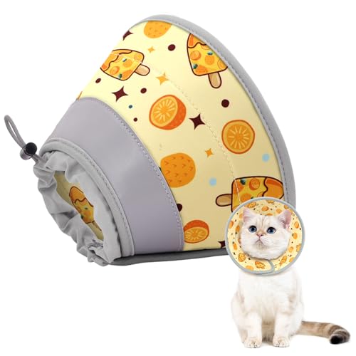 Cat Cone Collar Soft to Stop Licking, Adjustable, Foldable Lightweight Kitten Cones After Surgery Recovery for Cats & Kittens, Cat Cone Alternative, Easy Eating (Orange, S) - color: Orange, size: S