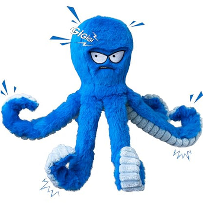 LEGEND SANDY Tough Dog Toys, Stuffed Chew Large Dog Toys to Keep Them Busy, Interactive Squeaky Tug of War Doggie Toy, Crinkle Blue Octopus - color: Blue Octopus