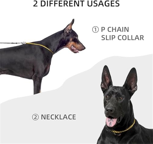 Gold Dog Choke Chain Collar,Metal Slip Link Martingale Dog Collar Training Heavy Duty Male Boys Dog Chain Female Girls Puppy Collars for XXS XS Small Medium Large Big Breed,S - color: Gold, size: S(Neck Max 16inch)D2.5mm
