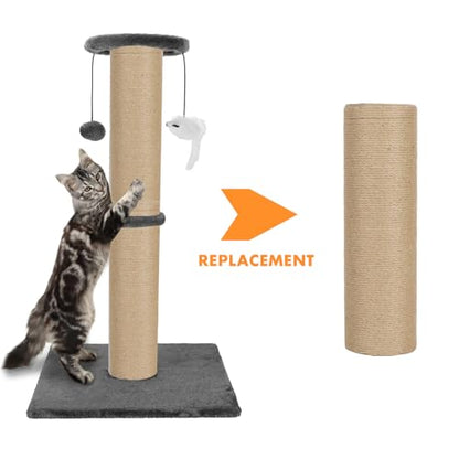 PowerKing Thick Natural Sisal Replacement Scratching Post,15.7" Length, 4.5" Thick, 2Pcs M8 Cat Scratch Post Refill Poles, Ideal for Refurbishment, Includes Screws, Natural - color: Beige, size: 15.7''+15.7'' (4.5'' Thick)