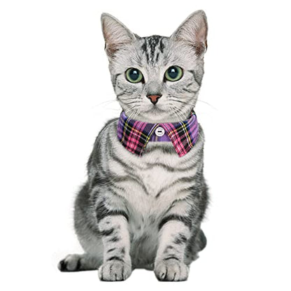 Faleela 2 Pack/Set Cat Collar with Cute Bow Tie and Bell,Breakaway Plaid Shirt Collar for Kitty Adjustable Safety - color: 2023new-Purple