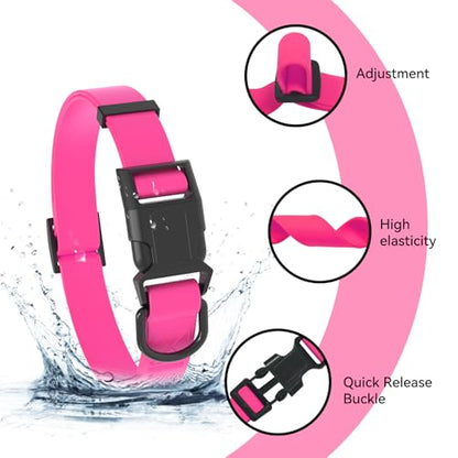 Waterproof Dog Collar, Easy to Clean Rubber Dog Collars with Quick Release Buckle Fits Small Medium or Large Dogs (Pink, S < 9.5-14.1 inch) - color: Pink, size: S (9.5-14.1 inch)