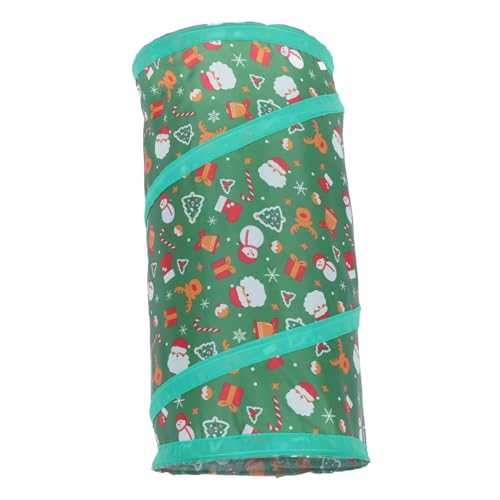 Foldable Christmas Cat Tunnel Tent Indoor Cat Cube Collapsible Play Hideout for Kittens with Festive Theme Compact Storage and Exploration Fun
