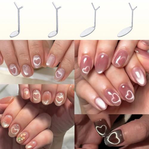 Fcozpjk Cat Eye Magnet for Nails, 6PCS Cat Eye Gel Nail Polish Magnet Tools 3 in 1 Strong Suction Magnetic Pen with Y Shape Clippers Heart Magnet Flower French Tip Design Manicure Salon Supplies - color: A