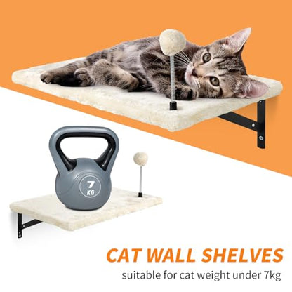 Wall-Mounted Cat Climber Set with Climbing Shelves, Perches, Bridge,Hammock,Scratching Board & Ball - 7 Pcs Wood Indoor Cat Furniture for Kittens Play (Grey) - color: Grey