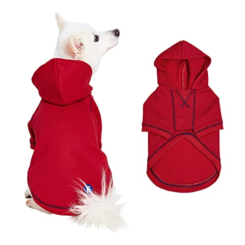 Blueberry Pet Essentials Dog Hoodie – 16 inch, Cotton‑Blend Sweatshirt with Hood, Red, Machine‑Washable Small‑Dog Jersey - color: Dog Hoodie - Red, size: 16 inch (Pack of 1)