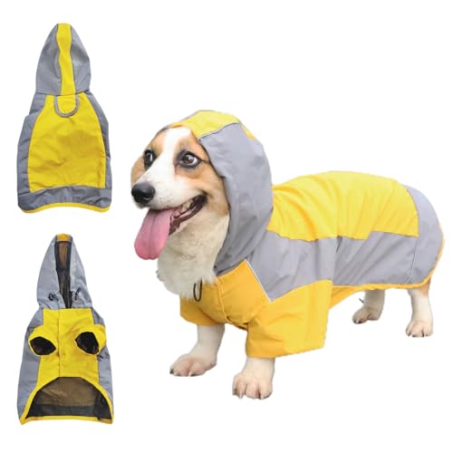 Dog Raincoat, Water Resistant, Adjustable, Cool Design (Yellow, Small) - color: Yellow, size: Small