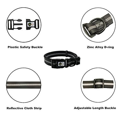 NIMBLE Dog Collar Waterproof Pet Collars Anti-Odor Durable Adjustable PVC & Polyester Soft with Reflective Cloth Stripe Basic Dog Collars S/M/L Sizes (Medium (11.81”-18.5”inches), Black) - color: Black, size: Medium (11.81”-18.5”inches)