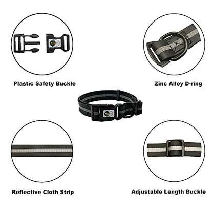 NIMBLE Dog Collar Waterproof Pet Collars Anti-Odor Durable Adjustable PVC & Polyester Soft with Reflective Cloth Stripe Basic Dog Collars S/M/L Sizes (Medium (11.81”-18.5”inches), Black) - color: Black, size: Medium (11.81”-18.5”inches)