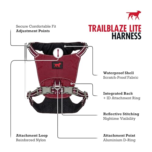 Tuff Pupper All-Day Wear Dog Harness | for Walking, Trail Running, Hiking | Front & Back Leash Clips | Reflective Trim | Easy On/Off Buckles | Lightweight Breathable | No Pull Design (XXS, Red) - color: Crimson Red, size: XX-Small