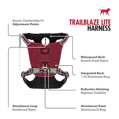 Tuff Pupper All-Day Wear Dog Harness | for Walking, Trail Running, Hiking | Front & Back Leash Clips | Reflective Trim | Easy On/Off Buckles | Lightweight Breathable | No Pull Design (Small, Red) - color: Crimson Red, size: Small