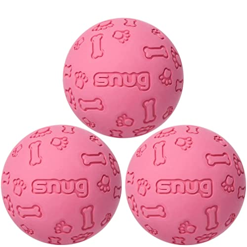 Snug Rubber Dog Balls for Small and Medium Dogs - Tennis Ball Size - Virtually Indestructible (3 Pack - Pink) - color: Pink