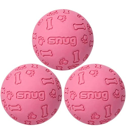Snug Rubber Dog Balls for Small and Medium Dogs - Tennis Ball Size - Virtually Indestructible (3 Pack - Pink) - color: Pink