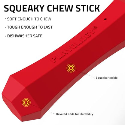 Playology Dog Toys | Squeaky Chew Stick for Dogs, Value 2-Pack | Beef Scented Medium Fetch Toy | Squeaky Dog Chew Toy - size: Medium (VALUE 2-Pack), style: Beef