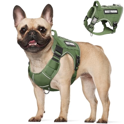 Tactical Dog Harness Medium Sized Dog,No Pull Military Dog Vest with Handle&Molle,Reflective Heavy Duty Pet Harness for K9 Working Walking Hiking Training Green M - color: Green, size: Medium