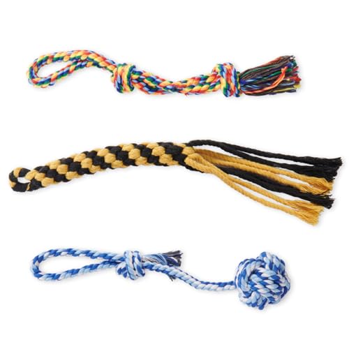 Heavy Duty Dog Rope Toys for Aggressive Chewers - 3 Packs Indestructible Cotton Dog Chew Toys for Small Medium Breed - Exercise Interactive Tug of War Dog Toy for Boredom, Teeth Clean(Miax Colors) - color: Mix Colors
