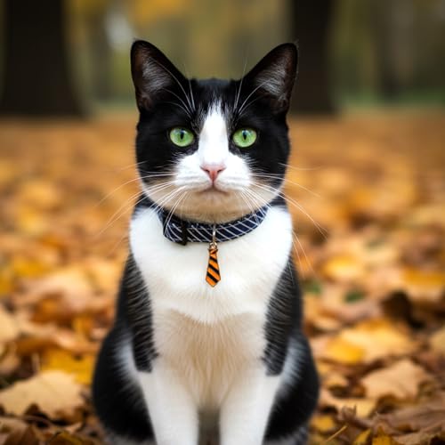 3 Pcs Kitten Collar, Stripes Cat Collars Breakaway Kitten Collar Adjustable 7.8-11.8 in Cat Collars Sets Quick Release with Small Neckties for Girl Boy Cats Classic Cotton Stripe