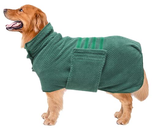 Geyecete Pineapple Grid Fast Drying Super Absorbent Dog Cat Bath Robe Towel - Green - S - color: Green(Pineapple grid), size: Small