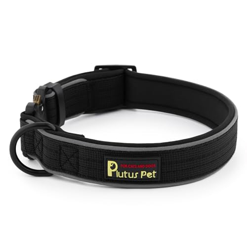 Plutus Pet Tactical Dog Collar, Reflective, Adjustable Heavy Duty Dog Collar, Soft Padded and Comfortable, for Small Medium and Large Dogs (Black, S) - color: Black, size: S