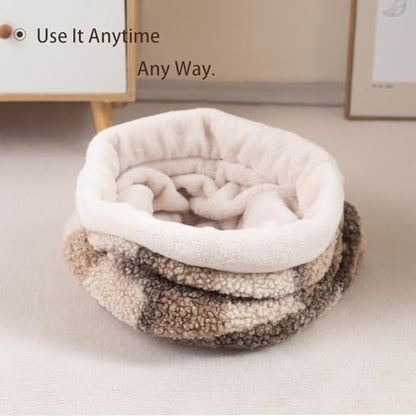 Cat Bed Cave Sleeping Bag, Pet Mat Warming Pad Sack for Cats and Small Dog,Burrowing Cozy Soft Comfortable Bed(for Small and Medium Cats) - color: khaki