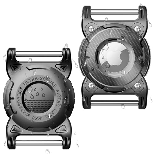 ONEONTA for Airtag Dog Collar Holder 2 Pack | Airtag Dog Waterproof - Airtag Holder for Dog Collar with Removable Metal Loop, Sturdy TPU,Lightweight,Compact Size,Fit 1" Width Collar,Airtag 1st,2nd Gen - color: Black, size: 2 Pack