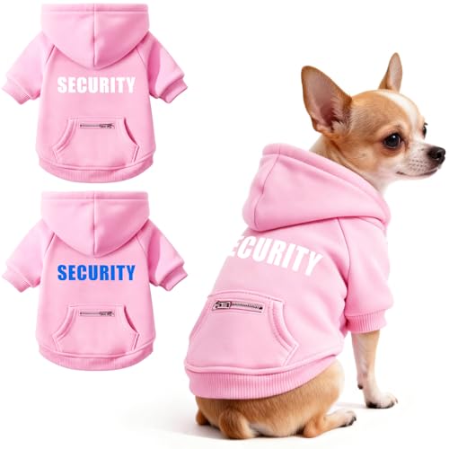 Dog Hoodie Security Glow-in-The-Dark Dog Sweater Sweatshirt Hooded Soft Brushed Fleece Winter Clothes with Dual Pocket Zip Puppy Hoodies for Small Medium Large Dogs Pink XS - color: Pink, size: X-Small